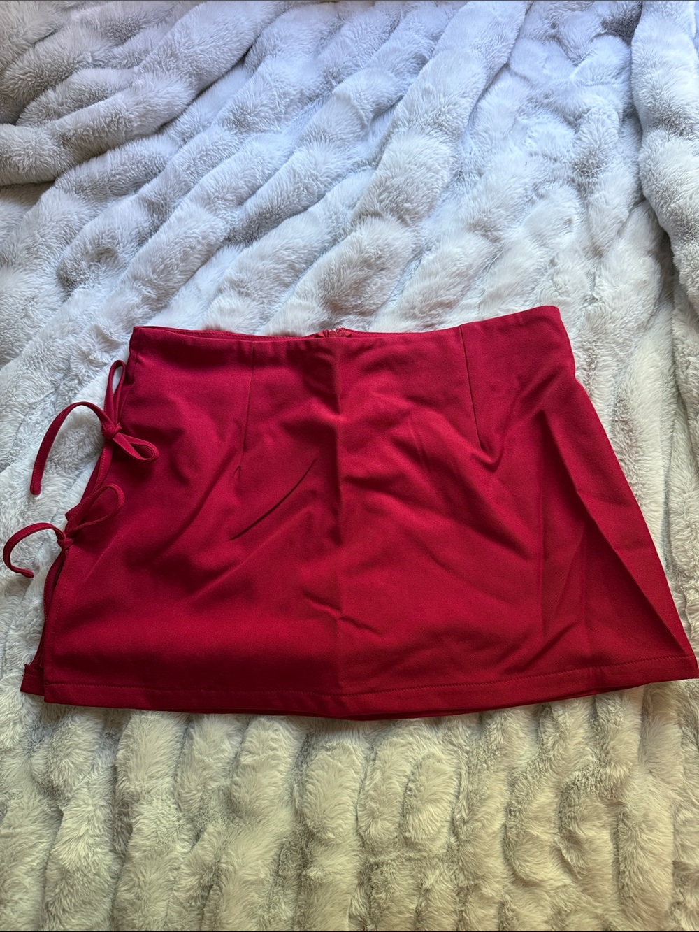 SHEIN Red Mini Skirt with Side Tie Detail